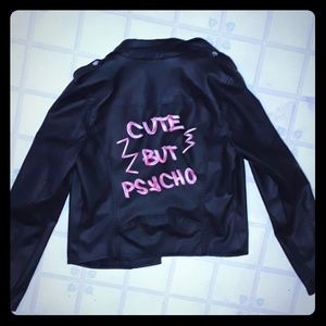 Cute but physio black leather jacket size medium